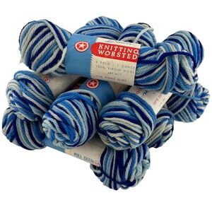 Dawn Knitting Worsted Yarn 1145 Shaded Blues 100% Virgin Wool 7 1 oz Skeins‎